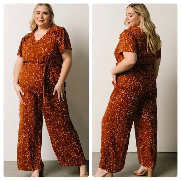 NEW Baltic Born Dakota Jumpsuit in Rust Print Wide Leg Pant Women's Size 3XL - Picture 1 of 10